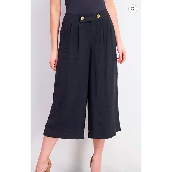 Who What Wear Pants - Who What Wear Wide Leg Crop Flowy Pants High Rise‎ Casual Black Women’s Size 4